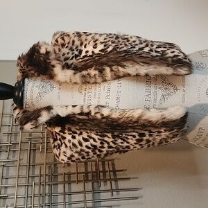 NWOT Adrienne Landau Leopard Print Fur Vest